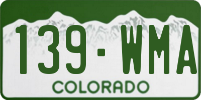 CO license plate 139WMA