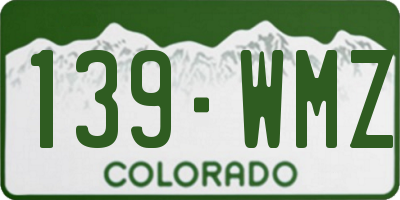 CO license plate 139WMZ