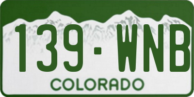 CO license plate 139WNB