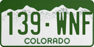 CO license plate 139WNF