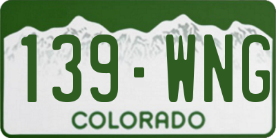 CO license plate 139WNG