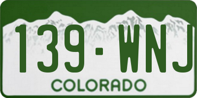 CO license plate 139WNJ