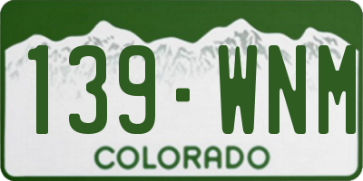 CO license plate 139WNM