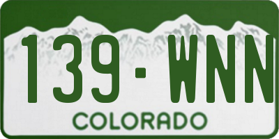 CO license plate 139WNN