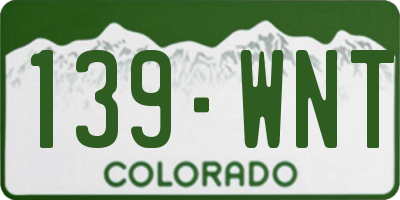 CO license plate 139WNT