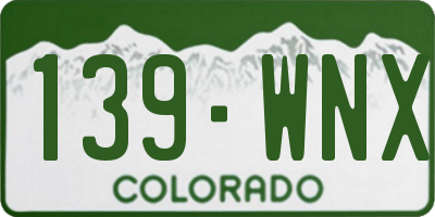 CO license plate 139WNX