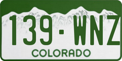 CO license plate 139WNZ