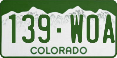 CO license plate 139WOA