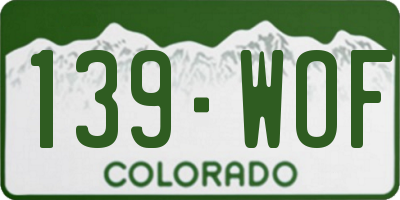 CO license plate 139WOF