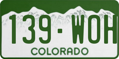 CO license plate 139WOH
