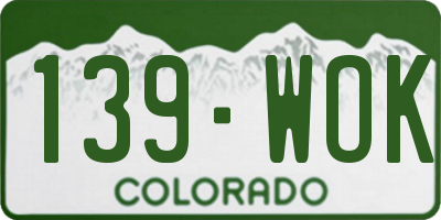 CO license plate 139WOK