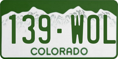 CO license plate 139WOL