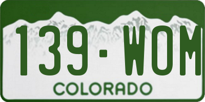 CO license plate 139WOM
