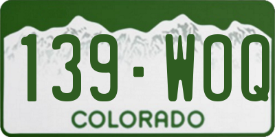 CO license plate 139WOQ