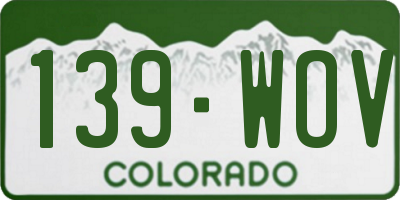 CO license plate 139WOV