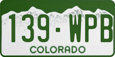 CO license plate 139WPB