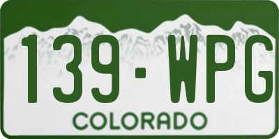CO license plate 139WPG