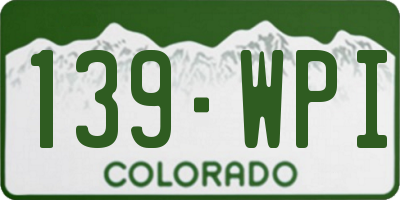 CO license plate 139WPI