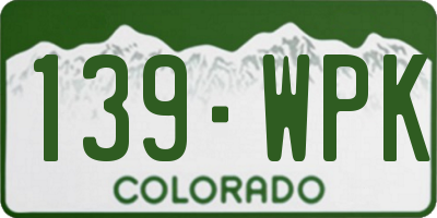 CO license plate 139WPK