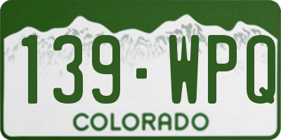 CO license plate 139WPQ