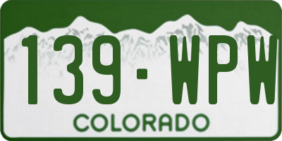 CO license plate 139WPW