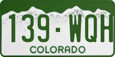 CO license plate 139WQH