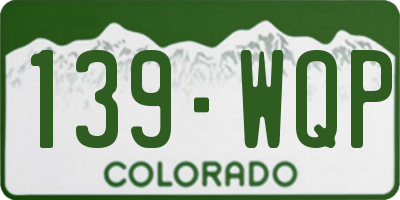 CO license plate 139WQP