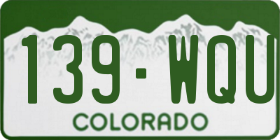 CO license plate 139WQU