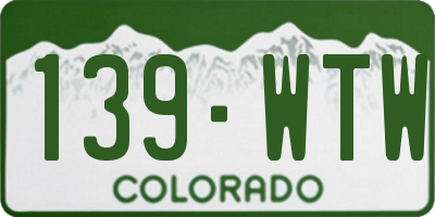 CO license plate 139WTW