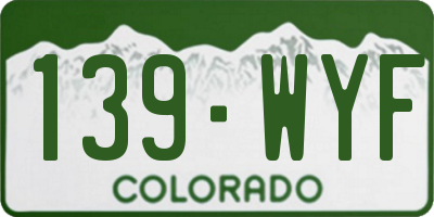 CO license plate 139WYF