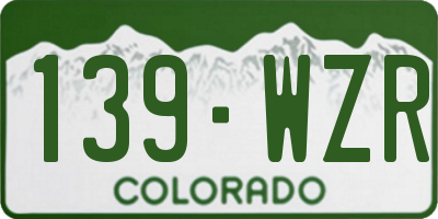 CO license plate 139WZR