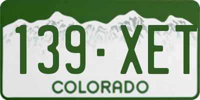 CO license plate 139XET
