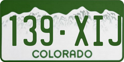 CO license plate 139XIJ