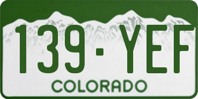 CO license plate 139YEF