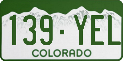 CO license plate 139YEL