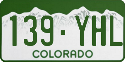 CO license plate 139YHL