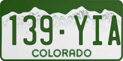 CO license plate 139YIA