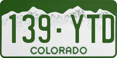 CO license plate 139YTD