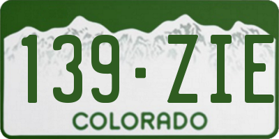 CO license plate 139ZIE
