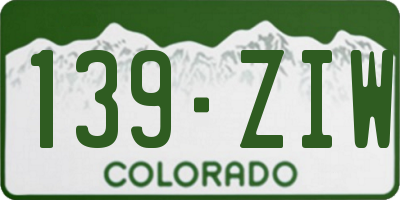 CO license plate 139ZIW