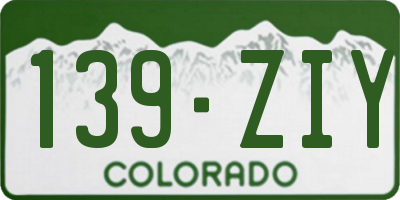 CO license plate 139ZIY