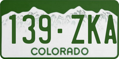 CO license plate 139ZKA