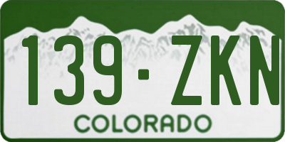 CO license plate 139ZKN