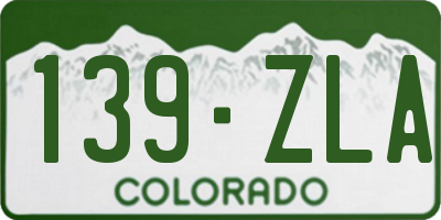 CO license plate 139ZLA