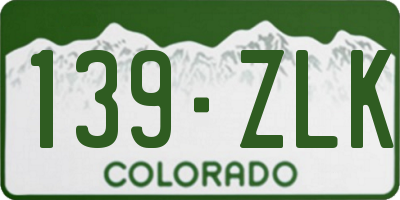 CO license plate 139ZLK