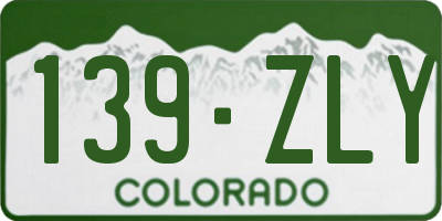 CO license plate 139ZLY