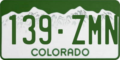 CO license plate 139ZMN