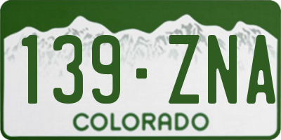 CO license plate 139ZNA