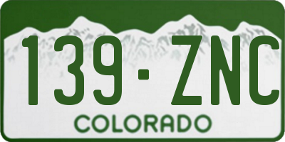 CO license plate 139ZNC