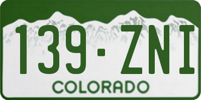 CO license plate 139ZNI